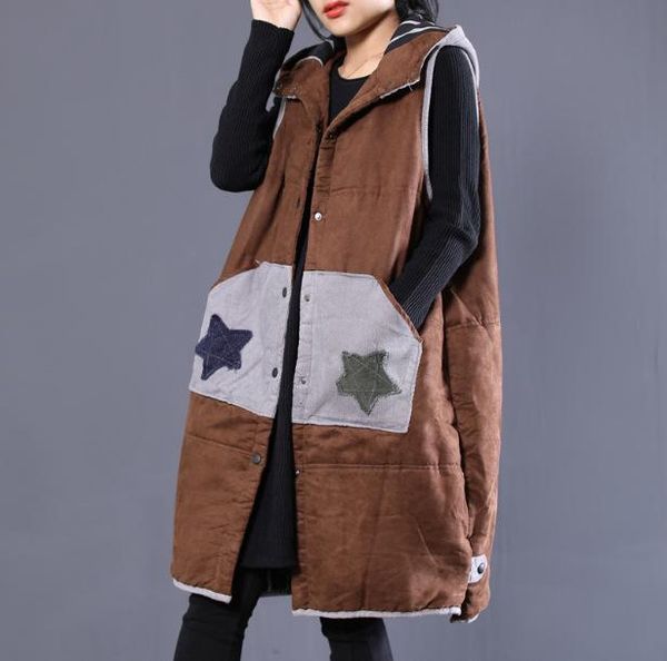 women's trench coats autumn winter coat retro women sleeveless long loose overcoat hooded button pocket ladies corduroy blended 2021, Tan;black
women's trench coats autumn winter coat retro women sleeveless long loose overcoat hooded button pocket ladies corduroy blended 2021, Tan;black
