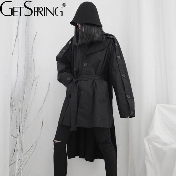 women's trench coats getspring women coat irregular black ladies windbreaker single breasted lace up loose casual long autumn 2021, Tan;black
women's trench coats getspring women coat irregular black ladies windbreaker single breasted lace up loose casual long autumn 2021, Tan;black