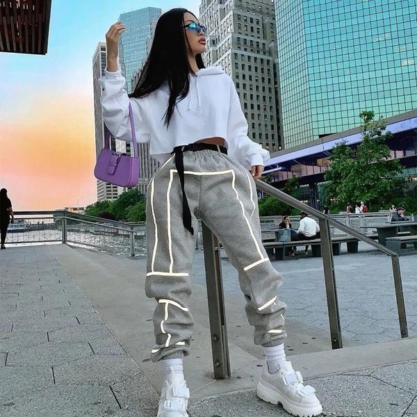 reflective strip patchwork fashion women capri casual trousers hip hop streetwear clothes slim fit jogging pant dg008, Black;white
reflective strip patchwork fashion women capri casual trousers hip hop streetwear clothes slim fit jogging pant dg008, Black;white