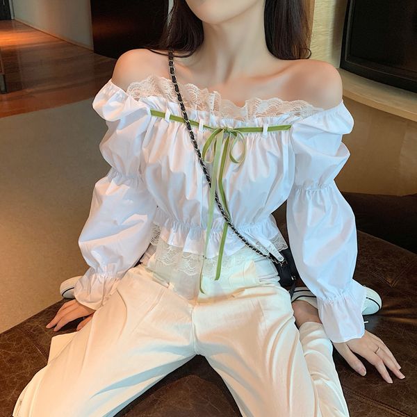 shirt clothes spring autumn harvest shirts pull slash neck full white off women's shoulders
shirt clothes spring autumn harvest shirts pull slash neck full white off women's shoulders