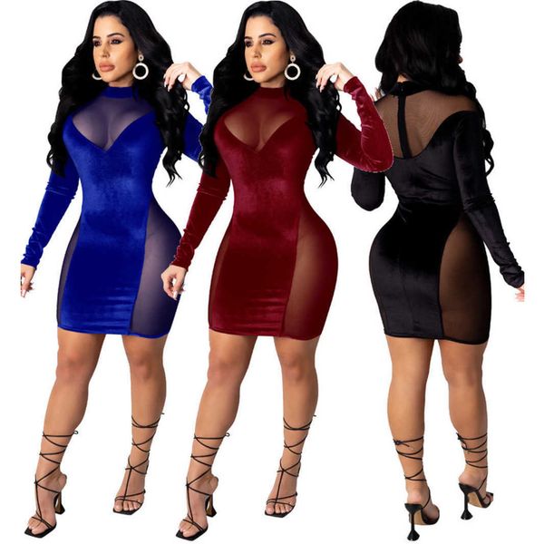 spring 2021 mesh stitched velvet dress long sleeve hepburn style high end celebrity dress, Black;gray
spring 2021 mesh stitched velvet dress long sleeve hepburn style high end celebrity dress, Black;gray