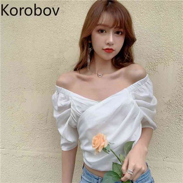 korobov new arrival vintage summer women blouses elegant solid short sleeve female shirts office lady v neck blusas mujer 210430, White
korobov new arrival vintage summer women blouses elegant solid short sleeve female shirts office lady v neck blusas mujer 210430, White