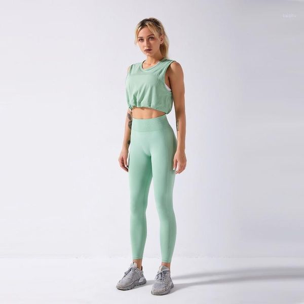 yoga outfit seamless set women 2 pieces sleeveless t-shirt leggings gym fitness sports wear sportsuit workout clothes
yoga outfit seamless set women 2 pieces sleeveless t-shirt leggings gym fitness sports wear sportsuit workout clothes