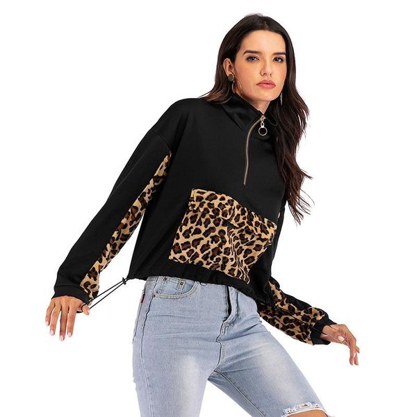 women's hoodies & sweatshirts women leopard print long sleeve zipper sweatshirt 2021 spring cool turndown collar jackget sueter feminin, Black
women's hoodies & sweatshirts women leopard print long sleeve zipper sweatshirt 2021 spring cool turndown collar jackget sueter feminin, Black