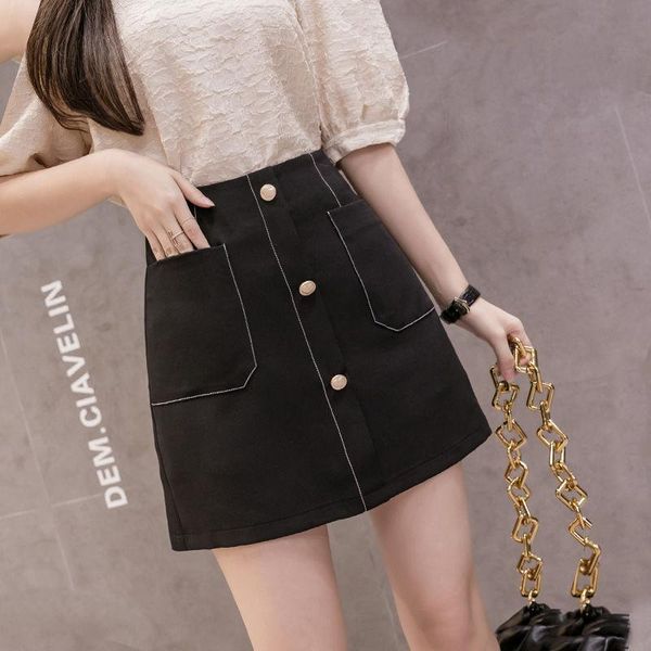 skirts single-row button-down chiffon skirt women's summer high-waisted large size thin student bright line pocket a-word, Black
skirts single-row button-down chiffon skirt women's summer high-waisted large size thin student bright line pocket a-word, Black