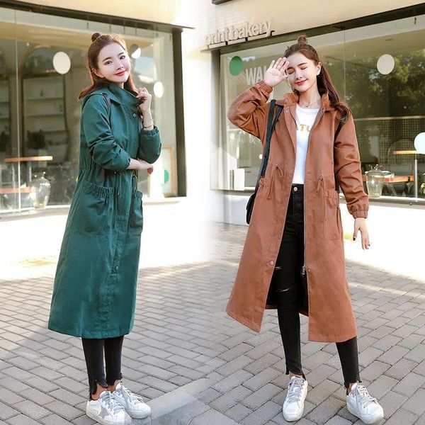 women's trench coats windbreaker 2021 autumn loose hooded jacket women mid-length lining casual outwear coat female top, Tan;black
women's trench coats windbreaker 2021 autumn loose hooded jacket women mid-length lining casual outwear coat female top, Tan;black