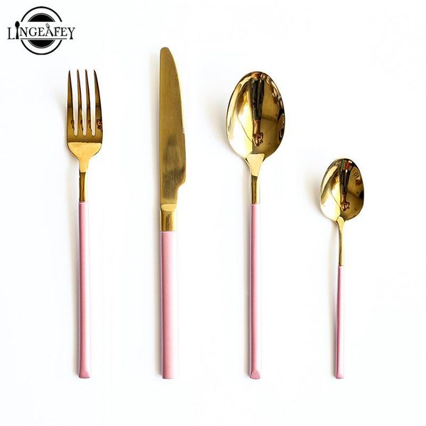 pink gold cutlery set fork spoon knife silverware knives forks spoons restaurant service kitchen metal dinnerware tableware sets
pink gold cutlery set fork spoon knife silverware knives forks spoons restaurant service kitchen metal dinnerware tableware sets