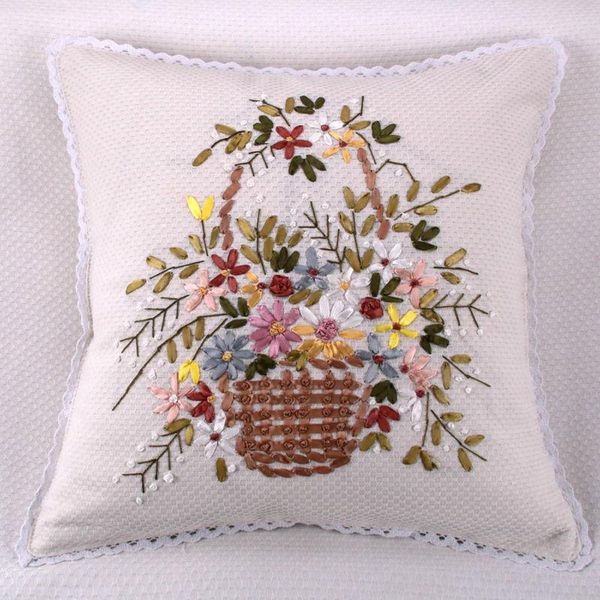 cushion/decorative pillow simple cushion cover square pillowcase pastoral style handmade ribbon embroidery case home wedding decoration
cushion/decorative pillow simple cushion cover square pillowcase pastoral style handmade ribbon embroidery case home wedding decoration