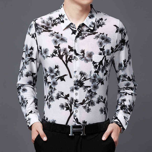 long sleeved floral thin middle-aged and elderly busins loose large non iron printed shirt fashion men's broken flowers, White;black
long sleeved floral thin middle-aged and elderly busins loose large non iron printed shirt fashion men's broken flowers, White;black