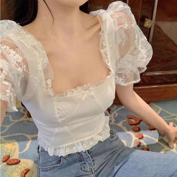 women's blouses & shirts white sweet casual blouse women summer puff sleeve lace print floral kawaii shirt chic design 2021 korean retr
women's blouses & shirts white sweet casual blouse women summer puff sleeve lace print floral kawaii shirt chic design 2021 korean retr