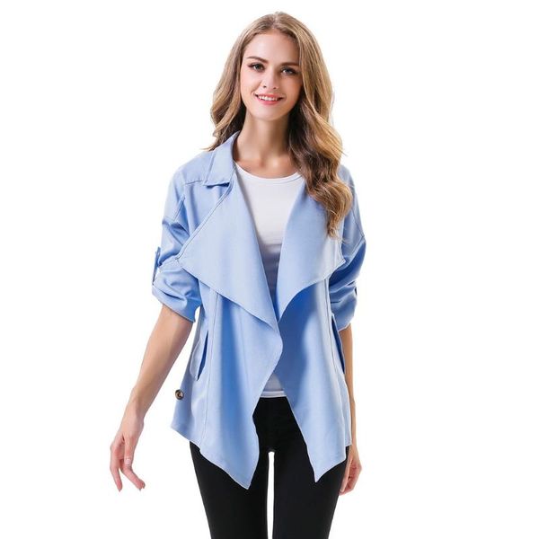 women's trench coats autumn casual women turn-down collar irregular coat office lady open stitch pockets solid color, Tan;black
women's trench coats autumn casual women turn-down collar irregular coat office lady open stitch pockets solid color, Tan;black