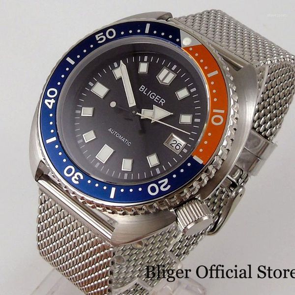 brand dress nh35a mechanical men wristwatch blue orange insert flat sapphire glass date display screw down crown wristwatches, Slivery;brown
brand dress nh35a mechanical men wristwatch blue orange insert flat sapphire glass date display screw down crown wristwatches, Slivery;brown