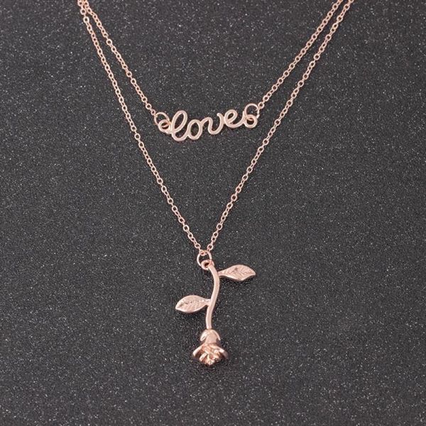 women fashion rose letter double layer pendant necklace temperament fair maiden collarbone mutilayer chain jewelry necklaces, Silver
women fashion rose letter double layer pendant necklace temperament fair maiden collarbone mutilayer chain jewelry necklaces, Silver