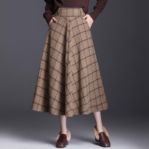 high waist midi skirt wool large s-3xl a pleated 2021 winter woolen women's plaid long skirts, Black
high waist midi skirt wool large s-3xl a pleated 2021 winter woolen women's plaid long skirts, Black