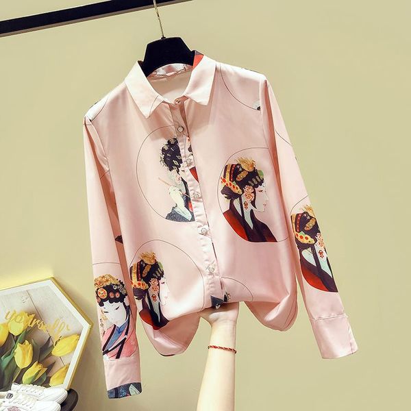 women's blouses & shirts chinese opera character print long sleeves turn down collar shirt 2021 autumn ladies female blouse a3486, White
women's blouses & shirts chinese opera character print long sleeves turn down collar shirt 2021 autumn ladies female blouse a3486, White
