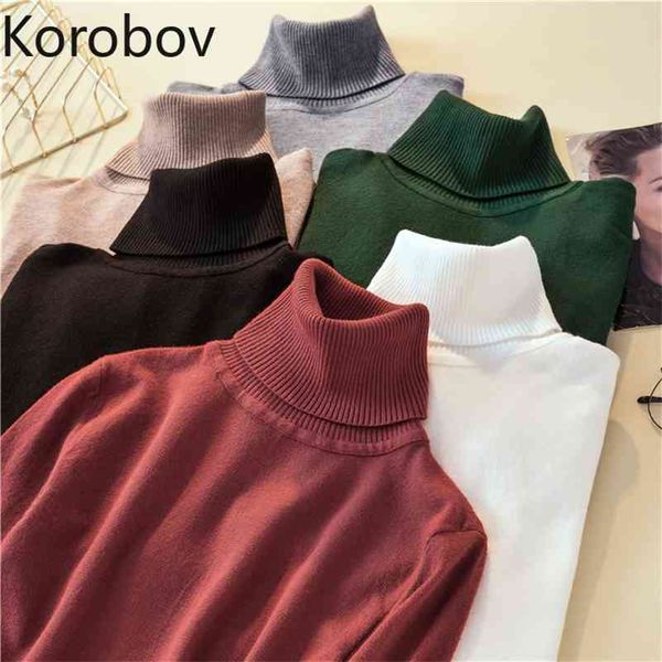 korobov autumn new basic long sleeve sweaters women turtleneck knitted solid korean pullovers slim elastics jumper femme 78572 210430, White;black
korobov autumn new basic long sleeve sweaters women turtleneck knitted solid korean pullovers slim elastics jumper femme 78572 210430, White;black