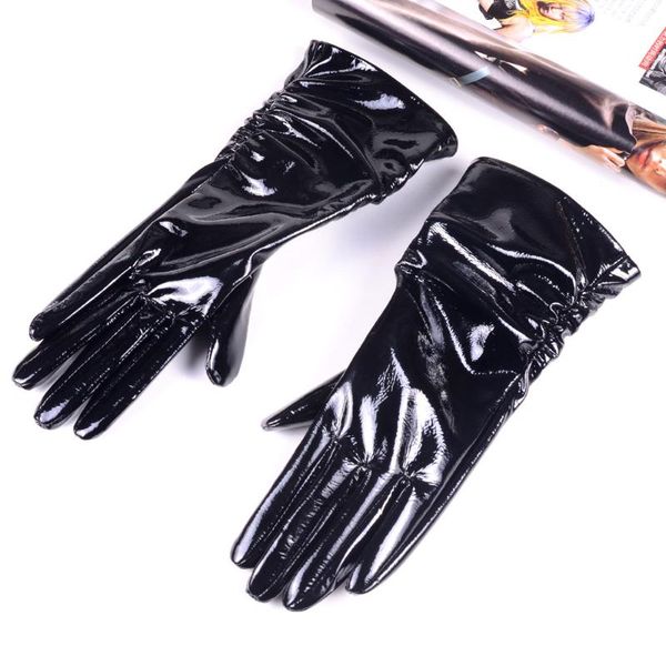 five fingers gloves women' ladies genuine shiny leather patent black mid-long evening ruched, Blue;gray
five fingers gloves women' ladies genuine shiny leather patent black mid-long evening ruched, Blue;gray