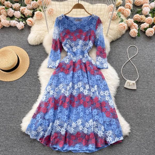 casual dresses runway fashion lace dress woman o neck 3/4 sleeve a line party 2021 autumn spring vestidos outfits s66525, Black;gray
casual dresses runway fashion lace dress woman o neck 3/4 sleeve a line party 2021 autumn spring vestidos outfits s66525, Black;gray