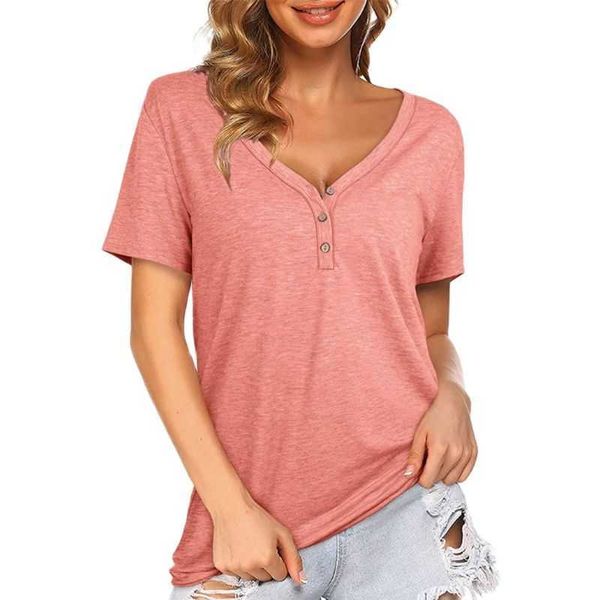 2021 summer new fashion short sleeve v-neck button swallow tail solid color t-shirt women's clothing y0621, White
2021 summer new fashion short sleeve v-neck button swallow tail solid color t-shirt women's clothing y0621, White