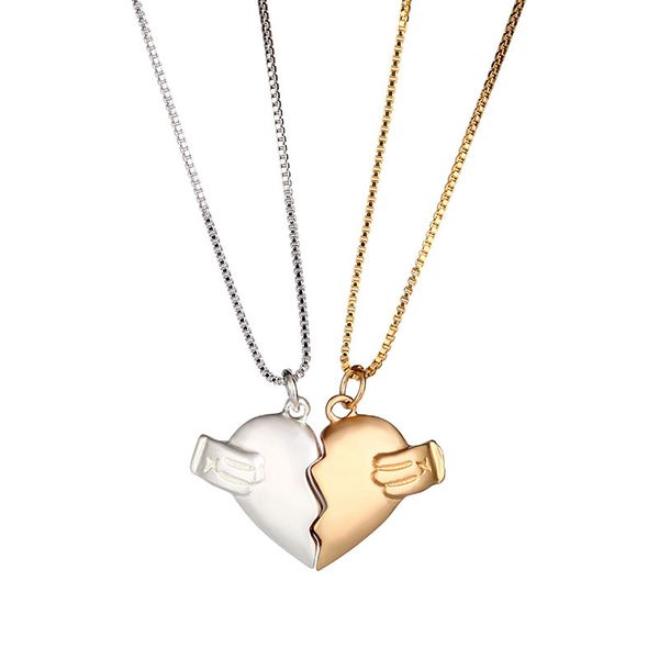 couple necklaces broken heart necklace 2 pcs/set love pendant necklace double color friends family lovers jewelry gift, Silver
couple necklaces broken heart necklace 2 pcs/set love pendant necklace double color friends family lovers jewelry gift, Silver