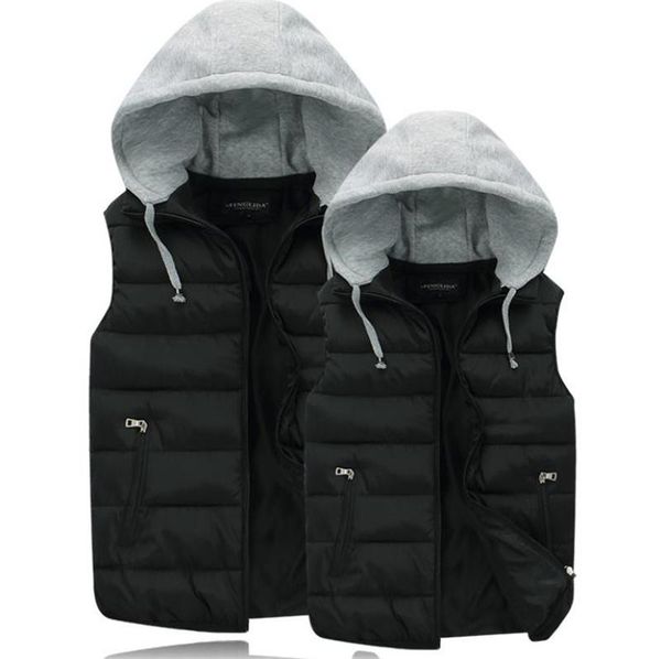 men's vests spring and autumn couple black coat vest casual solid color hooded jacket warm sleeveless, Black;white
men's vests spring and autumn couple black coat vest casual solid color hooded jacket warm sleeveless, Black;white