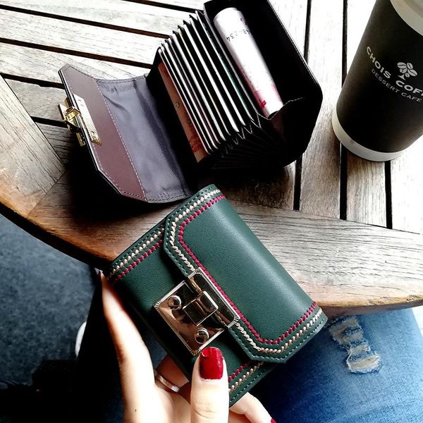 card holders women cowhide leather holder thread design credit id business purse luxury ladies short travel wallet female handbags, Brown;gray
card holders women cowhide leather holder thread design credit id business purse luxury ladies short travel wallet female handbags, Brown;gray