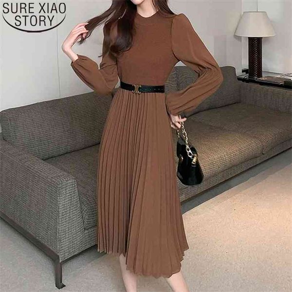 office lady french chic long sleeve pleated dress knitted splicing high waist dresses for women brown vestidos feminino 12444 210506, Black;gray
office lady french chic long sleeve pleated dress knitted splicing high waist dresses for women brown vestidos feminino 12444 210506, Black;gray