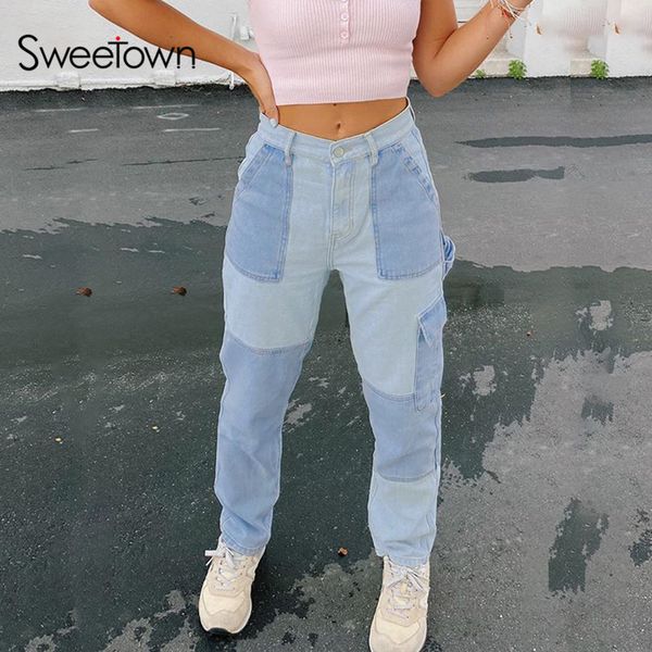 2021 autumn patchwork cargo pants women england preppy style y2k streetwear high waist 90s jeans female denim pants, Black;white
2021 autumn patchwork cargo pants women england preppy style y2k streetwear high waist 90s jeans female denim pants, Black;white
