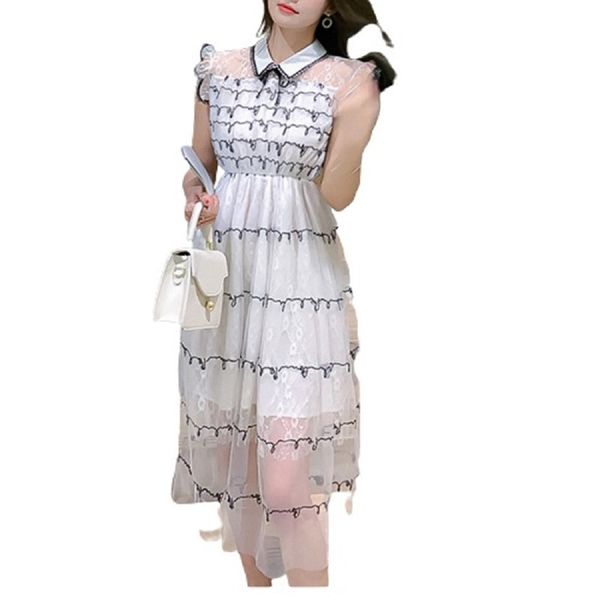 summer sweet white chiffon mesh ruffle striped turn-down collar sleeveless mid-calf dress d3998 210514, Black;gray
summer sweet white chiffon mesh ruffle striped turn-down collar sleeveless mid-calf dress d3998 210514, Black;gray
