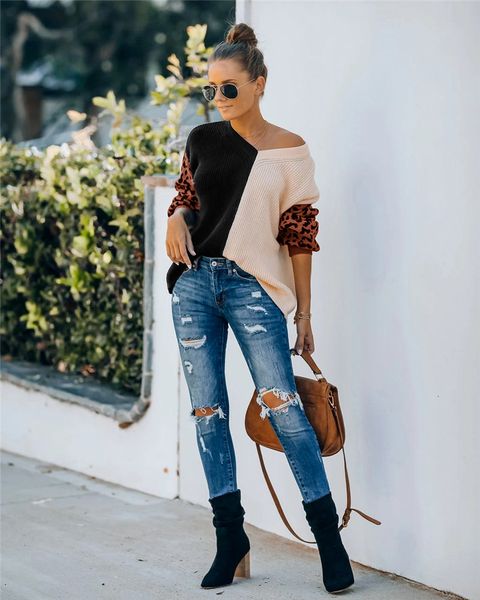 women's sweaters leopard patchwork knitted for women fashion vintage boho jumper winter 2021 v neck pull femme r3ce, White;black
women's sweaters leopard patchwork knitted for women fashion vintage boho jumper winter 2021 v neck pull femme r3ce, White;black