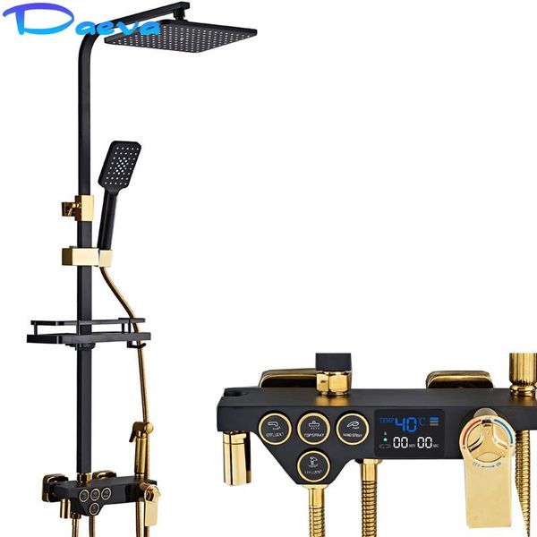 bathroom shower sets thermostatic faucet set black and gold rainfall mixer tap bathtub 4-way system
bathroom shower sets thermostatic faucet set black and gold rainfall mixer tap bathtub 4-way system