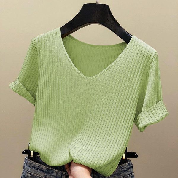 women's t-shirt short sleeve t-shirts women v-neck knitting loose summer ice-silk solid korean style womens casual slender 8-color chi, White
women's t-shirt short sleeve t-shirts women v-neck knitting loose summer ice-silk solid korean style womens casual slender 8-color chi, White