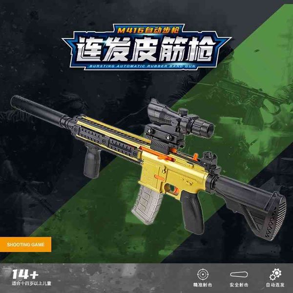 new tiktok, red hair, ejection, rubber band m416 soft bomb, child friendly simulation, shooting boy toy gun