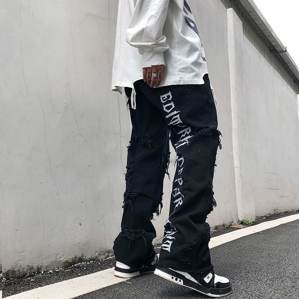 men's shorts high street raw hem ripped jeans black hip-hop baggie loose embroidered trousers men women's denim pants streetwear q, White;black
men's shorts high street raw hem ripped jeans black hip-hop baggie loose embroidered trousers men women's denim pants streetwear q, White;black