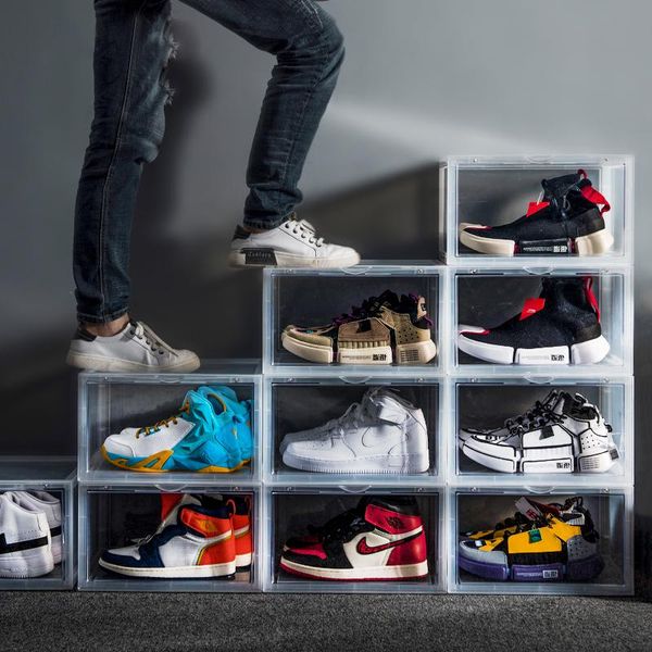 clear stackable shoes storage organizer large size black white shoe box rack for collection sneaker container clothing & wardrobe
clear stackable shoes storage organizer large size black white shoe box rack for collection sneaker container clothing & wardrobe