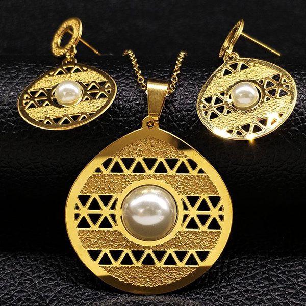 earrings & necklace 2021 geometry dubai gold color stainless steel jewelry set women imitation pearl sets de joyas s178234s02, Silver
earrings & necklace 2021 geometry dubai gold color stainless steel jewelry set women imitation pearl sets de joyas s178234s02, Silver