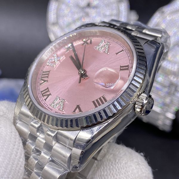 pink dial women's watch 36mm tooth edge roman single calendar automatic mechanical watchs, Slivery;brown
pink dial women's watch 36mm tooth edge roman single calendar automatic mechanical watchs, Slivery;brown