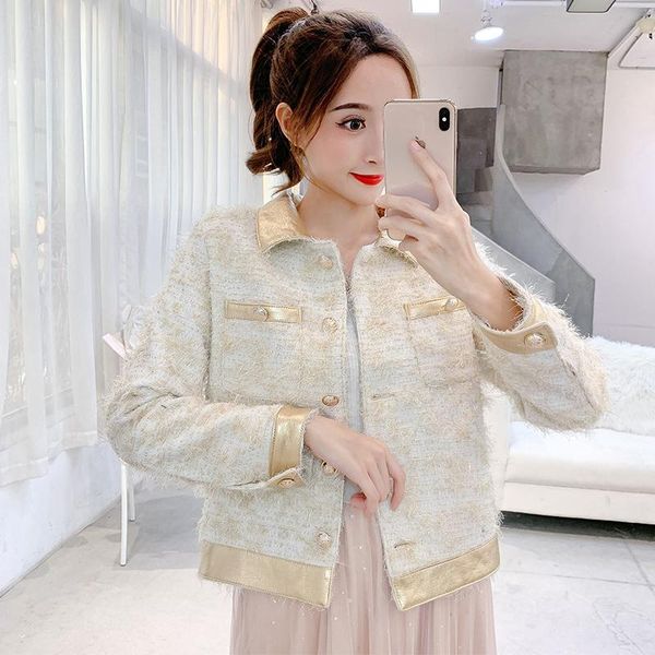 fashion jacket women 2021 autumn elegant ladies small fragrant tweed short stitching slim cardigan female women's jackets, Black;brown
fashion jacket women 2021 autumn elegant ladies small fragrant tweed short stitching slim cardigan female women's jackets, Black;brown
