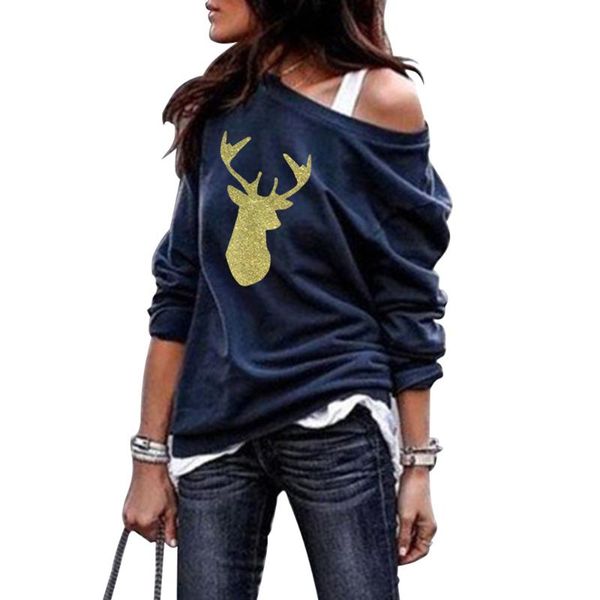 women christmas clothes reindeer pattern sweatshirt ladies crew neck off shoulder long sleeve casual pullover women's hoodies & sweats, Black
women christmas clothes reindeer pattern sweatshirt ladies crew neck off shoulder long sleeve casual pullover women's hoodies & sweats, Black
