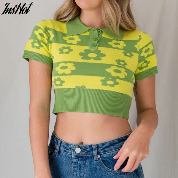 vintage knitted tshirt turn down collar fashion harajuku tee green floral patchwork women t-shirt women drop 210514, White
vintage knitted tshirt turn down collar fashion harajuku tee green floral patchwork women t-shirt women drop 210514, White