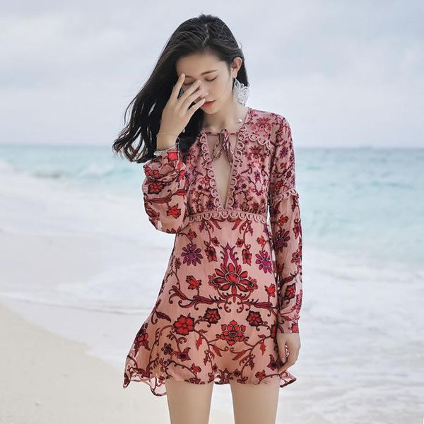 casual dresses 2021 spring women long sleeved mini print deep v-neck high waist beach holiday seaside, Black;gray
casual dresses 2021 spring women long sleeved mini print deep v-neck high waist beach holiday seaside, Black;gray
