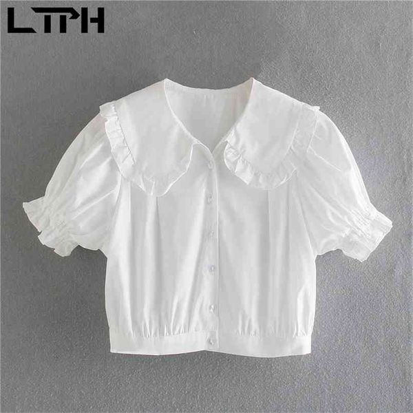 ltph french vintage peter pan collar white shirt women short puff sleeve blouse single breasted cotton thin summer 210423
ltph french vintage peter pan collar white shirt women short puff sleeve blouse single breasted cotton thin summer 210423