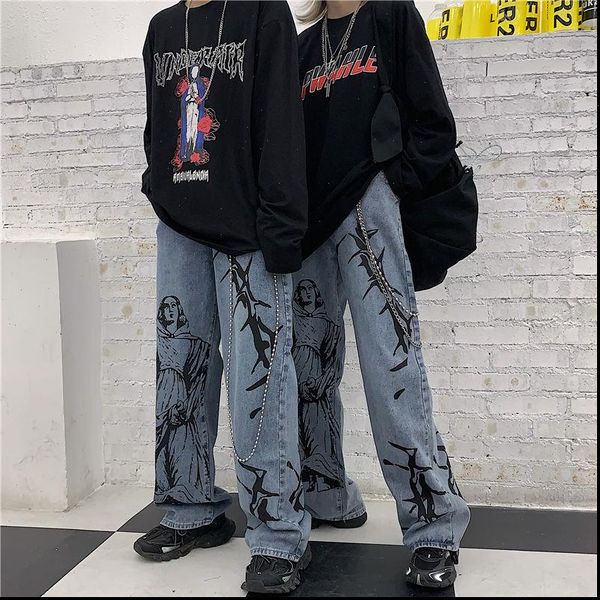 harajuku jeans streetwear print hippie womens pant denim korean style wide leg vintage loose trousers, Black;white
harajuku jeans streetwear print hippie womens pant denim korean style wide leg vintage loose trousers, Black;white
