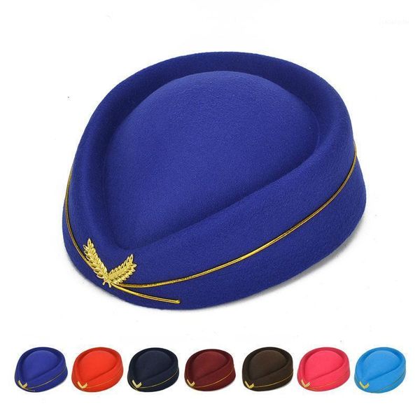 airline stewardess hats band show headwear women beret cap railway el waiter wool felt pillbox hat berets, Blue;gray
airline stewardess hats band show headwear women beret cap railway el waiter wool felt pillbox hat berets, Blue;gray
