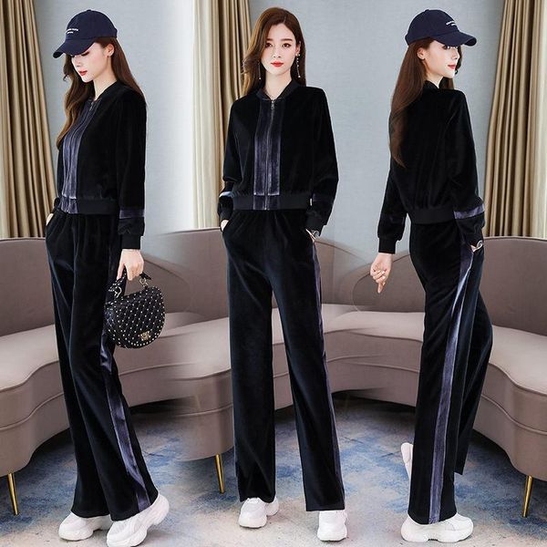 women's two piece pants gold velvet fashion suits femlae autumn large size loose womens short jacket + straight trousers casual two-pie, White
women's two piece pants gold velvet fashion suits femlae autumn large size loose womens short jacket + straight trousers casual two-pie, White