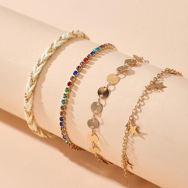 anklets bohemia ethnic 4 pc set handmade woven anklet sequins gold stars women jewelry, Red;blue
anklets bohemia ethnic 4 pc set handmade woven anklet sequins gold stars women jewelry, Red;blue
