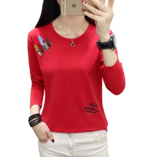 plus size clothes embroidery womens long sleeve clothing casual tee femme poleras mujer, White
plus size clothes embroidery womens long sleeve clothing casual tee femme poleras mujer, White