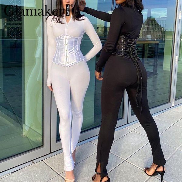 women's jumpsuits & rompers glamaker long sleeve jumpsuit bandage 2 piece suit winter autumn zipper romper streetwear 2021 playsuit, Black;white
women's jumpsuits & rompers glamaker long sleeve jumpsuit bandage 2 piece suit winter autumn zipper romper streetwear 2021 playsuit, Black;white