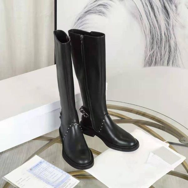 boots women shoes winter knee-high genuine leather med heels round toe chain zip zapatos de mujer, Black
boots women shoes winter knee-high genuine leather med heels round toe chain zip zapatos de mujer, Black