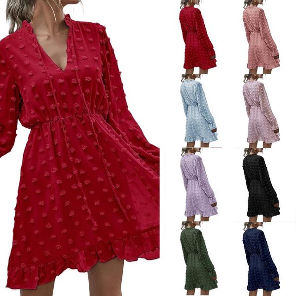 casual dresses women solid color dress, v-neck long flared sleeves ruffled hem skirt in 8 colors female clothing, Black;gray
casual dresses women solid color dress, v-neck long flared sleeves ruffled hem skirt in 8 colors female clothing, Black;gray